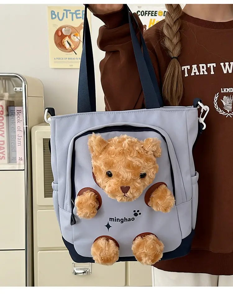 Pink Bear Canvas Shoulder Bag for Girls — feature 14