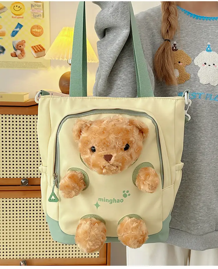 Pink Bear Canvas Shoulder Bag for Girls — feature 21