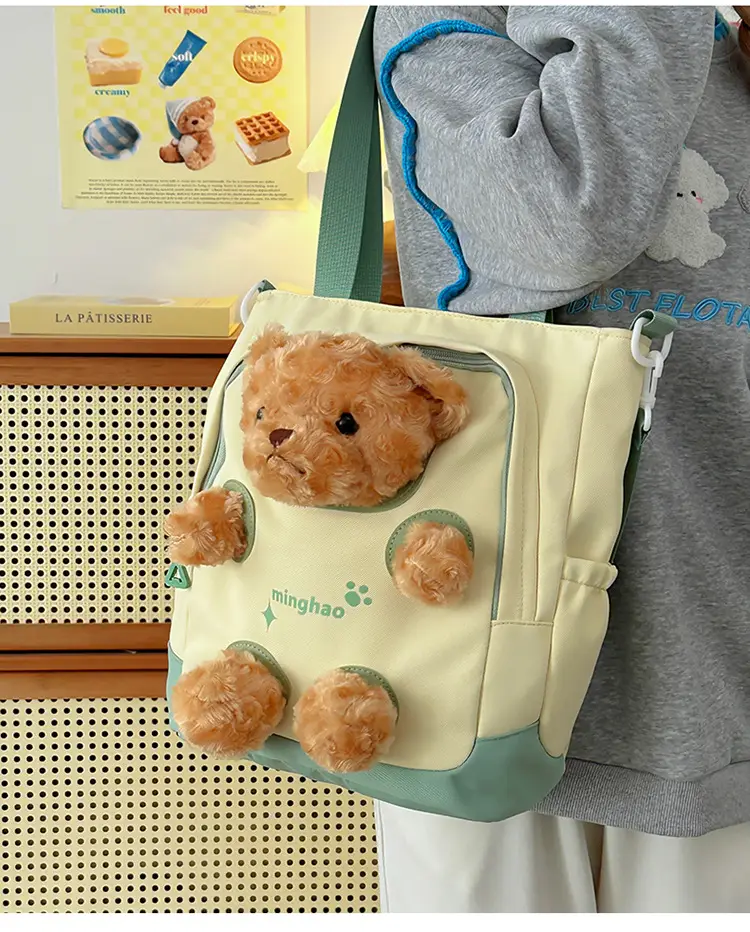 Pink Bear Canvas Shoulder Bag for Girls — feature 24
