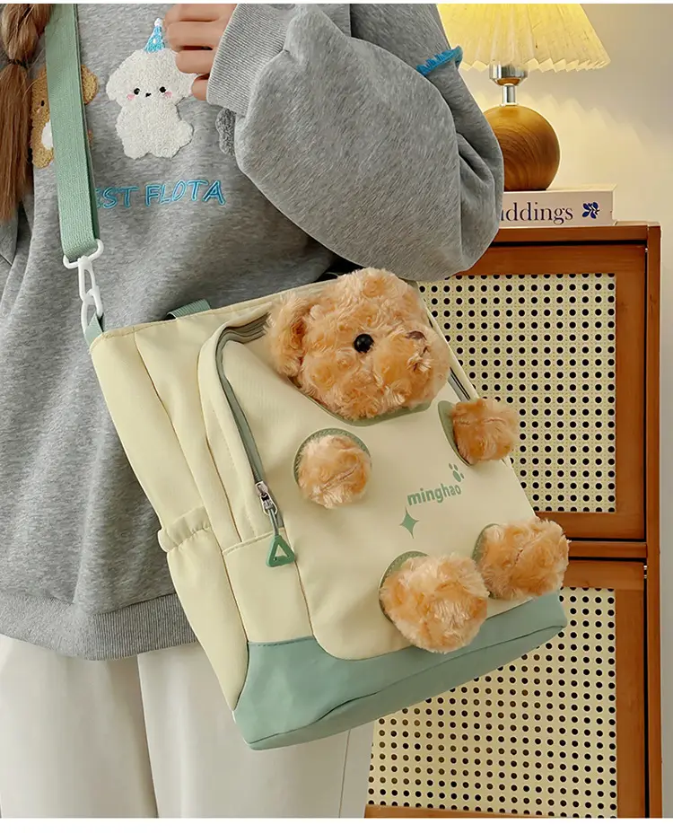Pink Bear Canvas Shoulder Bag for Girls — feature 25