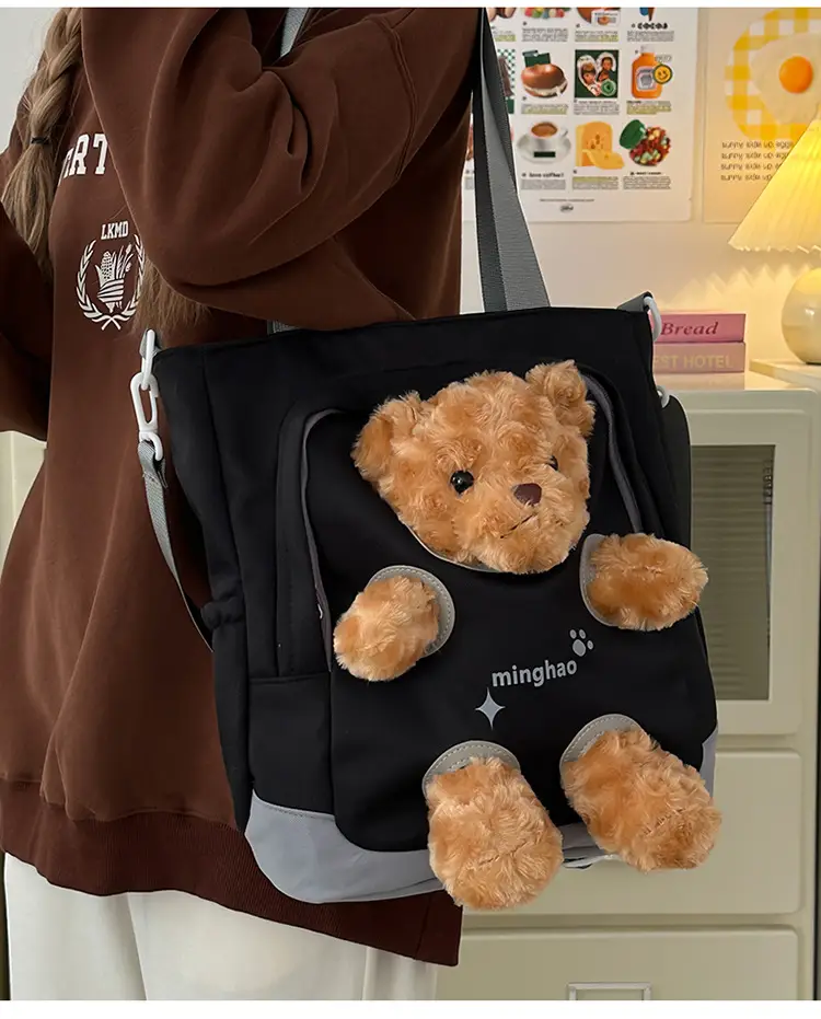 Pink Bear Canvas Shoulder Bag for Girls — feature 29