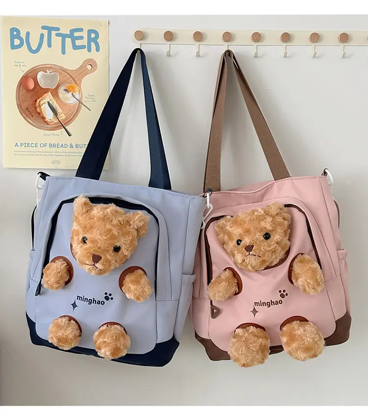 Pink Bear Canvas Shoulder Bag for Girls — feature 34