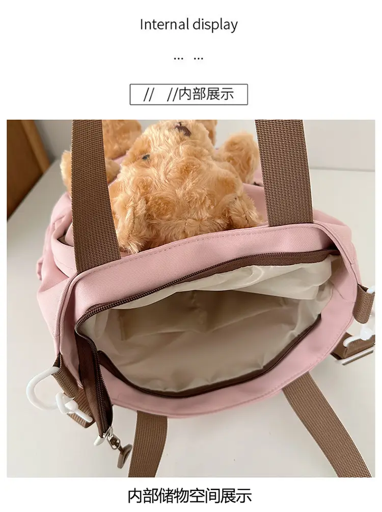 Pink Bear Canvas Shoulder Bag for Girls — feature 48