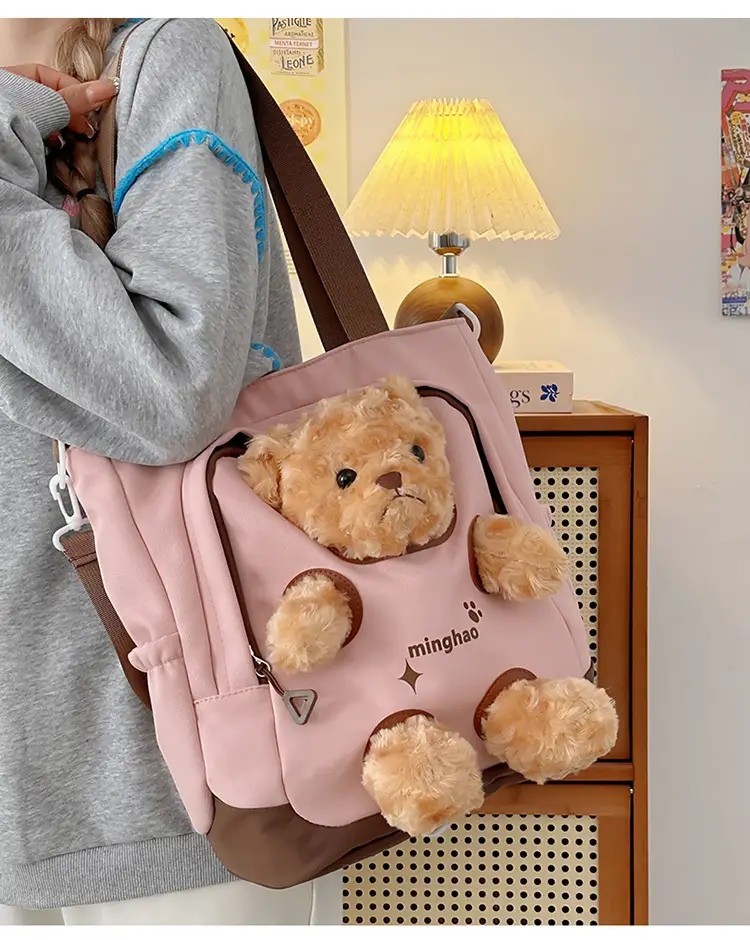 Pink Bear Canvas Shoulder Bag for Girls — feature 8