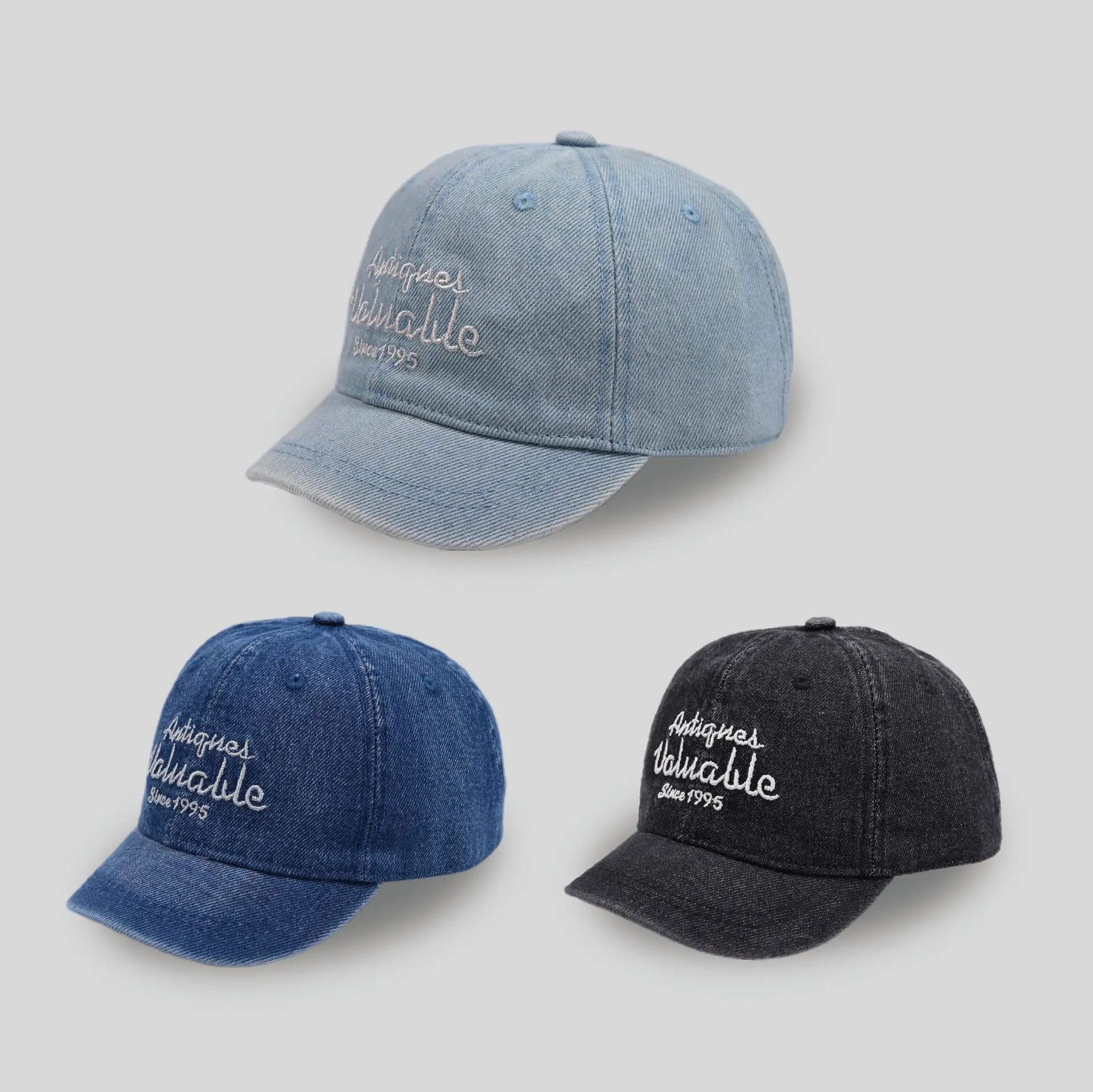Denim Short-Brim Letter Embroidered Cap for Men - Image 5