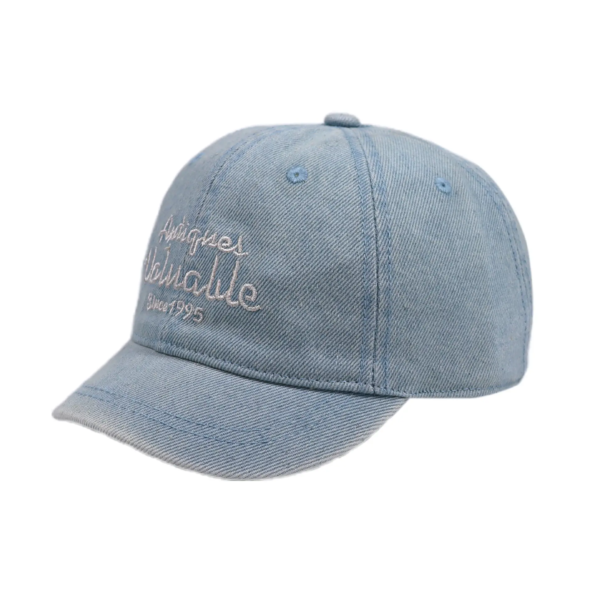 Denim Short-Brim Letter Embroidered Cap for Men - Image 8