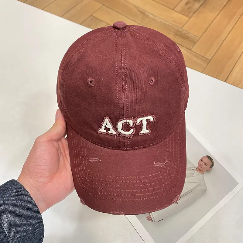 Women's Korean-style Letter Cap Maroon Anti-UV Sun Hat - Image 6