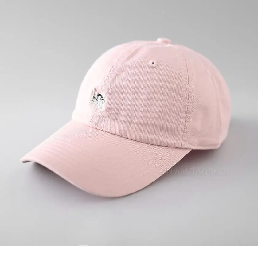 Women Blue Embroidered Baseball Cap with Cat Design - Image 8