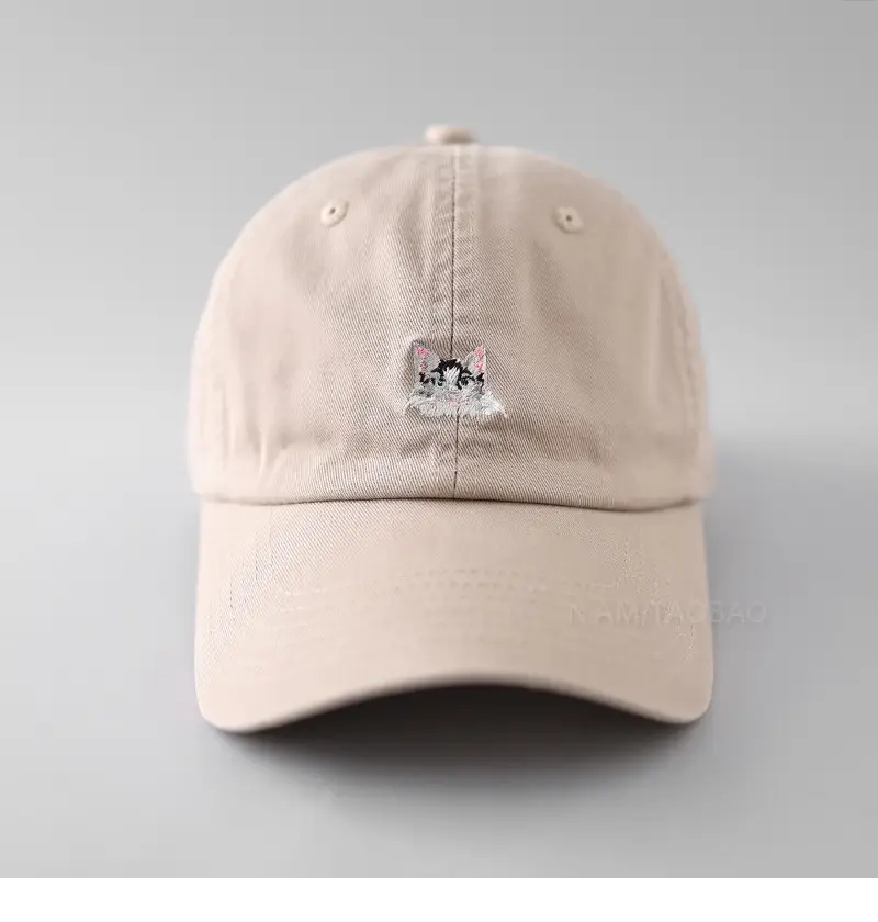 Women Blue Embroidered Baseball Cap with Cat Design — feature 7