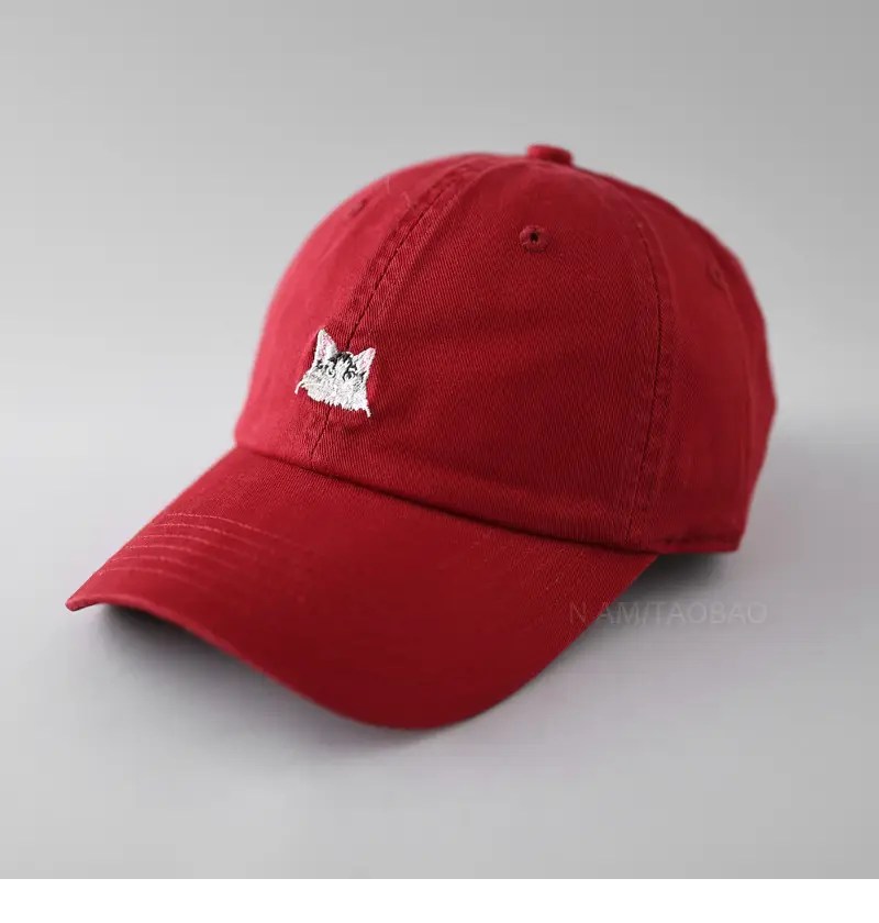 Women Blue Embroidered Baseball Cap with Cat Design - Image 3