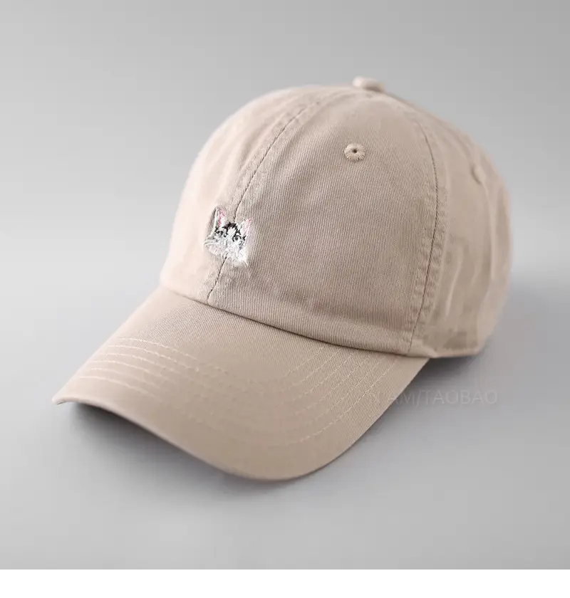 Women Blue Embroidered Baseball Cap with Cat Design - Image 6