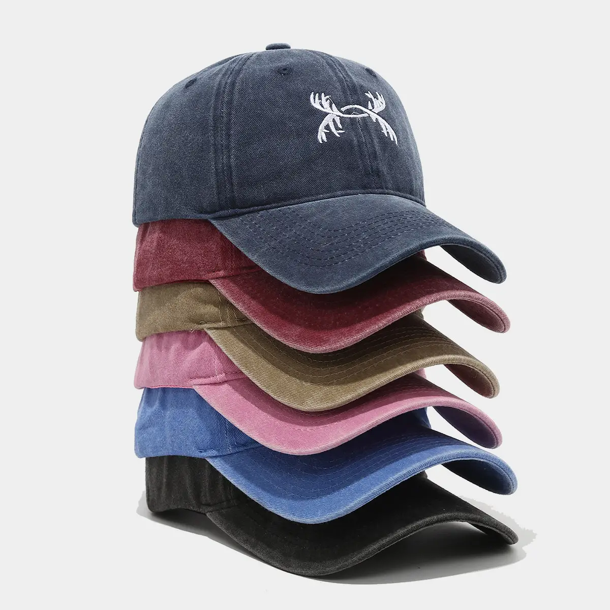 American Retro Antler Embroidered Blue Baseball Cap - Image 8