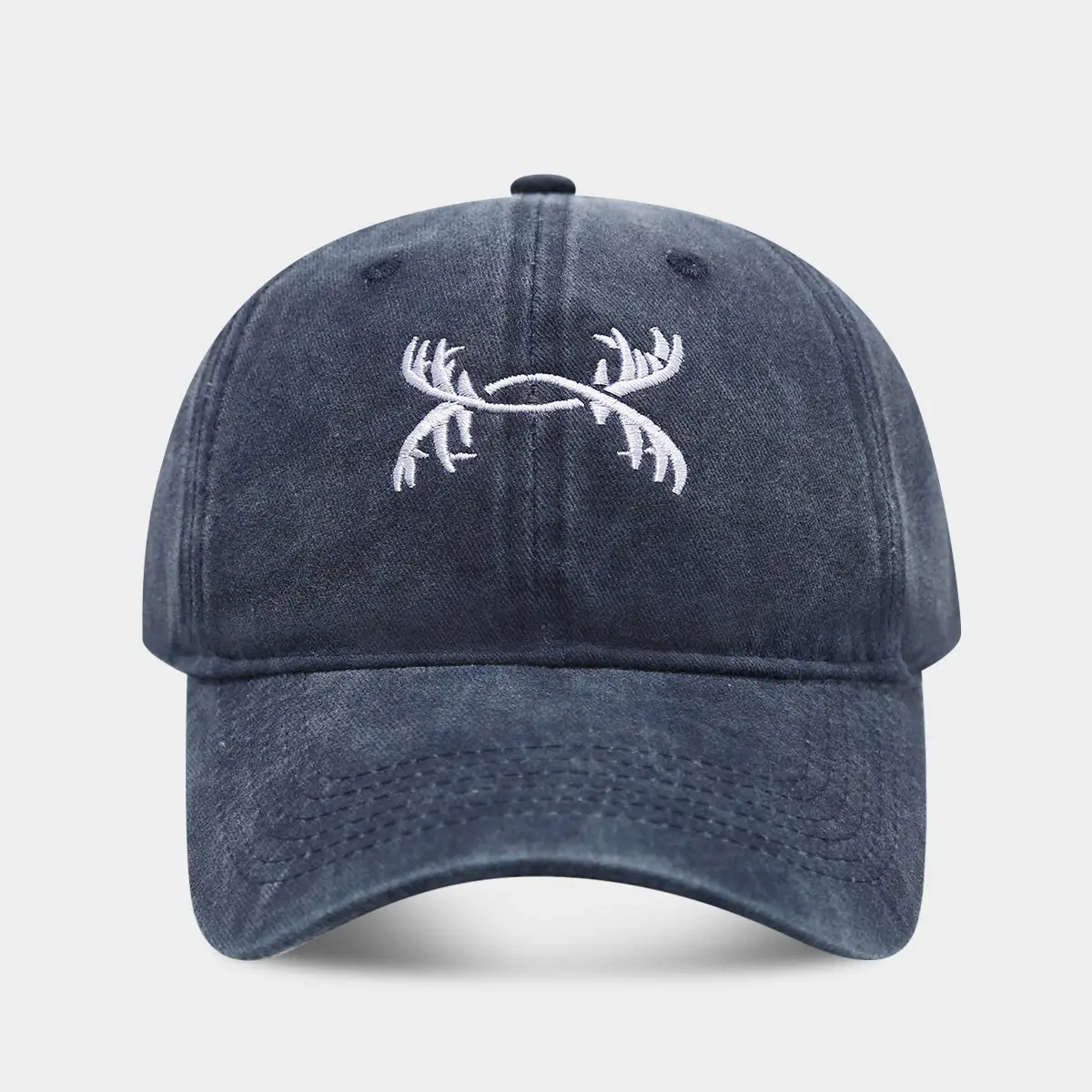 American Retro Antler Embroidered Blue Baseball Cap - Image 6
