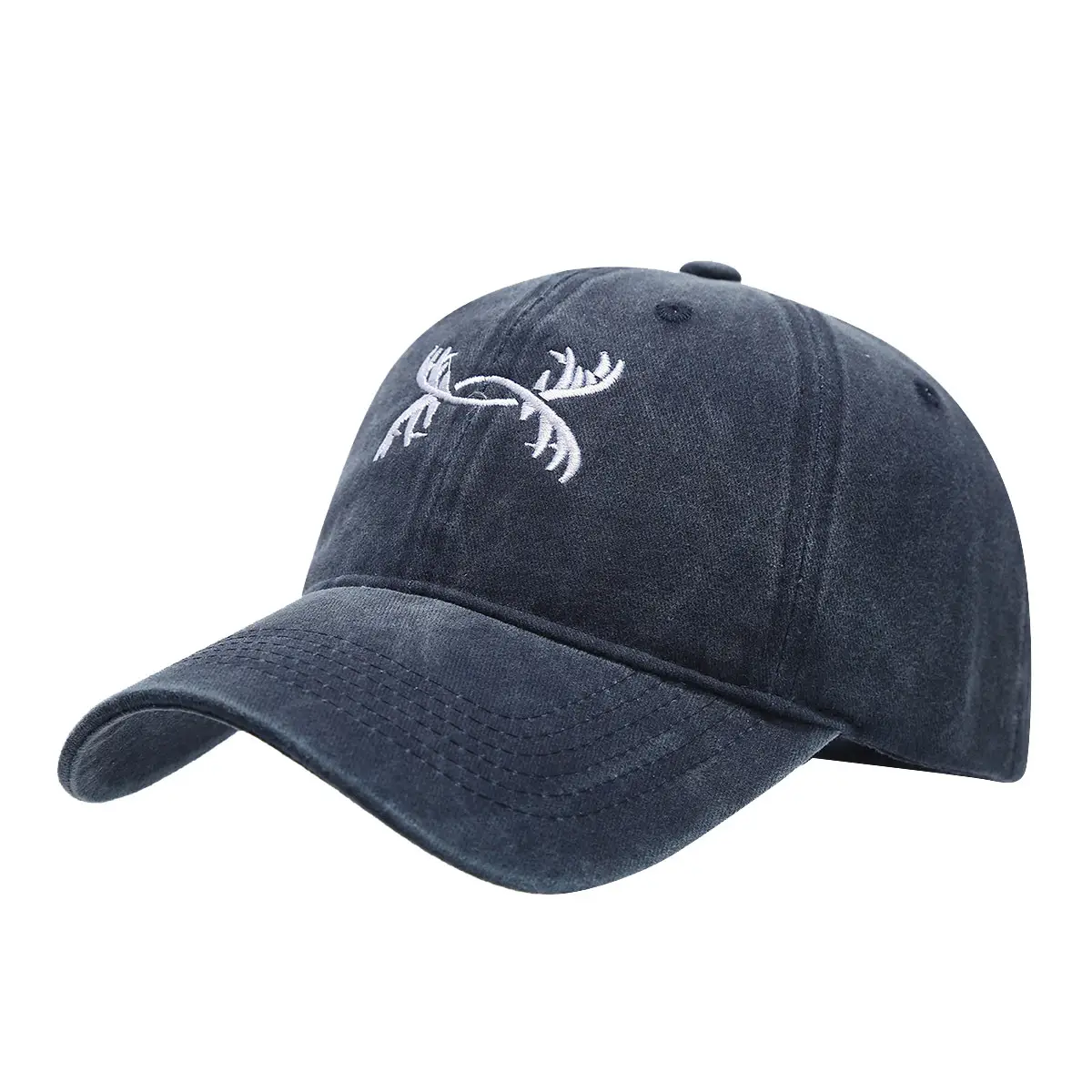 American Retro Antler Embroidered Blue Baseball Cap - Image 10