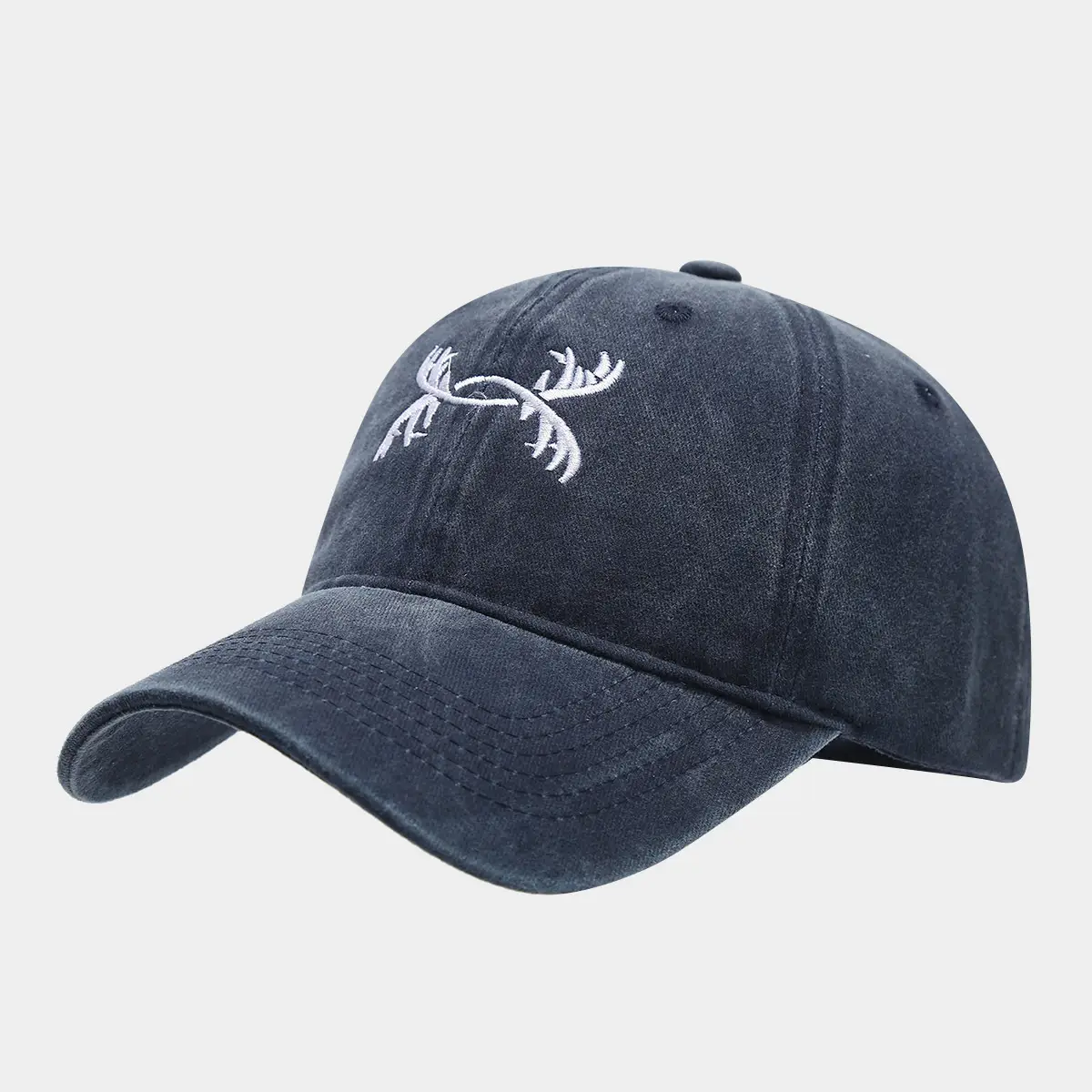 American Retro Antler Embroidered Blue Baseball Cap — feature 11