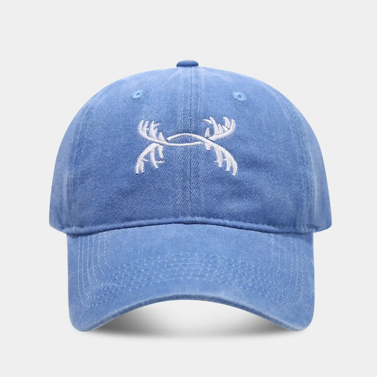 American Retro Antler Embroidered Blue Baseball Cap - Image 5