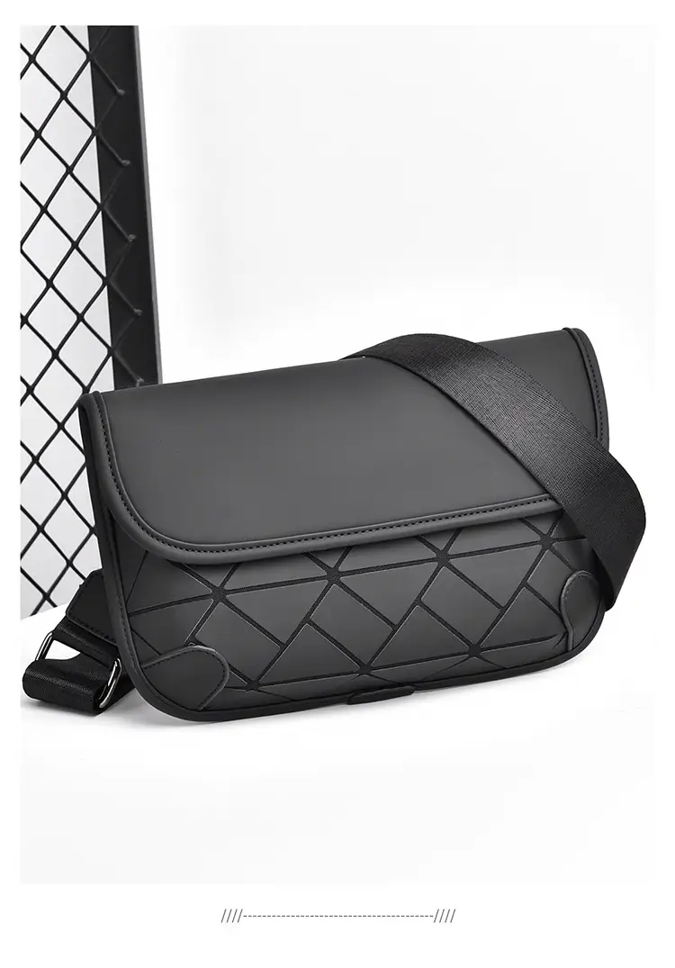 Men's Rhombic Crossbody Bag Black Luxury Shoulder Bag — feature 17