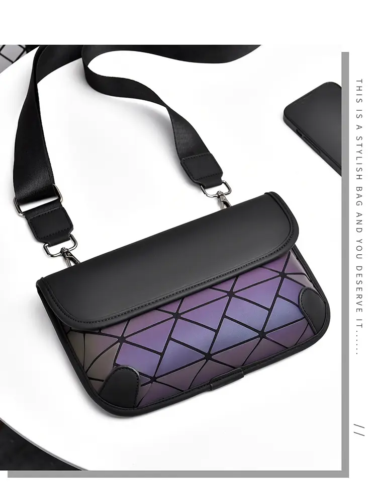 Men's Rhombic Crossbody Bag Black Luxury Shoulder Bag — feature 18