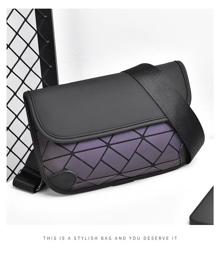 Men's Rhombic Crossbody Bag Black Luxury Shoulder Bag — feature 20