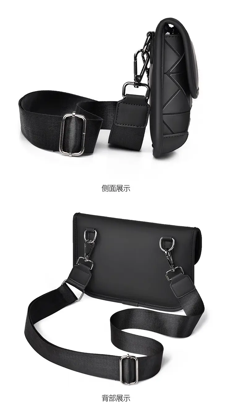 Men's Rhombic Crossbody Bag Black Luxury Shoulder Bag — feature 24