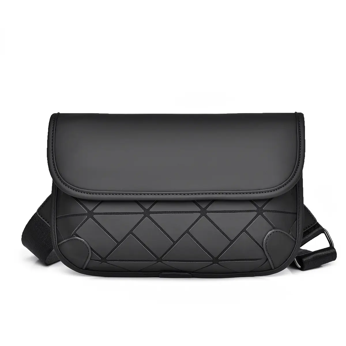 Men's Rhombic Crossbody Bag Black Luxury Shoulder Bag