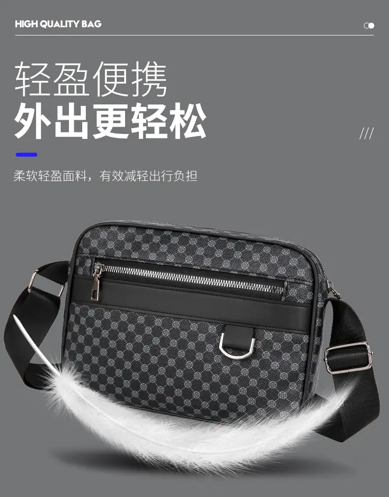 Men's Plaid Shoulder Bag Crossbody Luggage Bag — feature 10