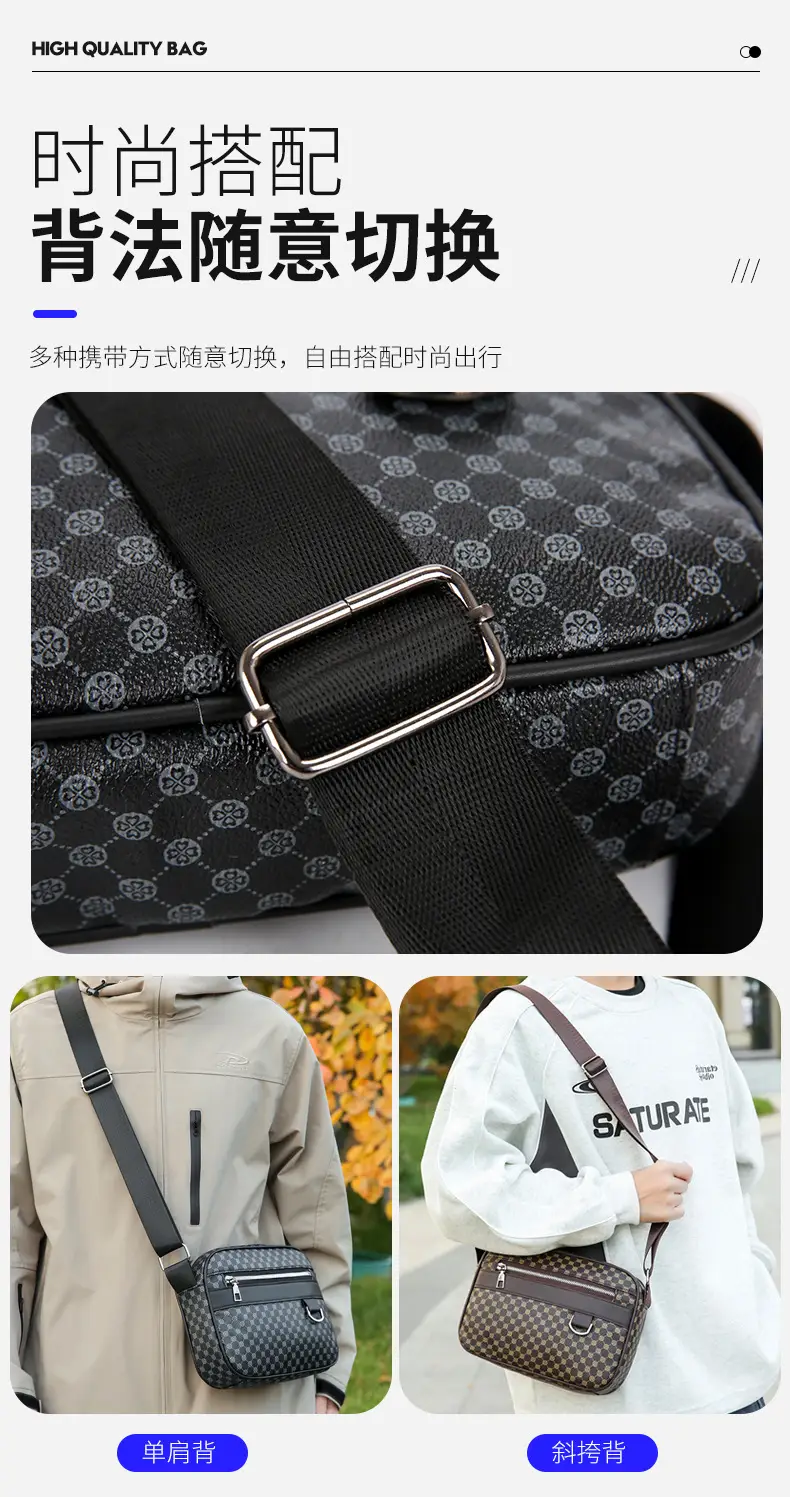 Men's Plaid Shoulder Bag Crossbody Luggage Bag — feature 11
