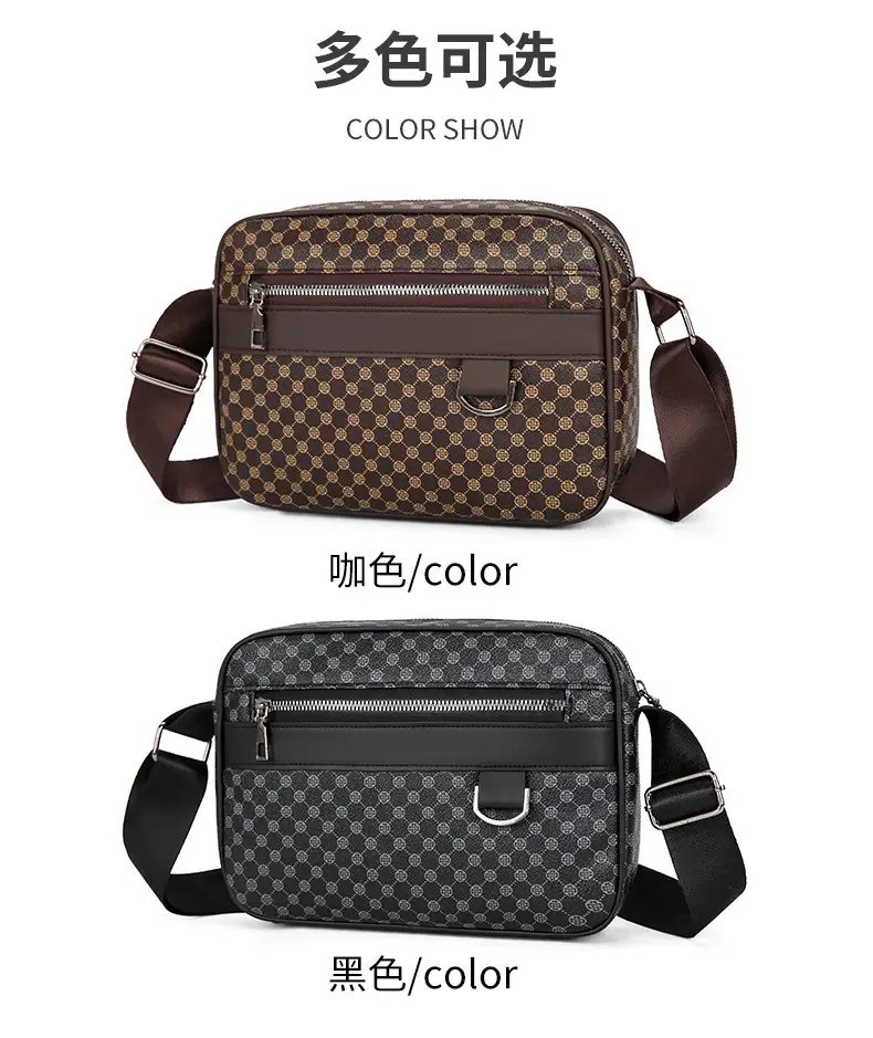 Men's Plaid Shoulder Bag Crossbody Luggage Bag — feature 13