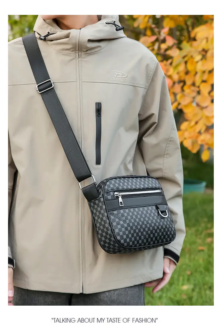 Men's Plaid Shoulder Bag Crossbody Luggage Bag — feature 17