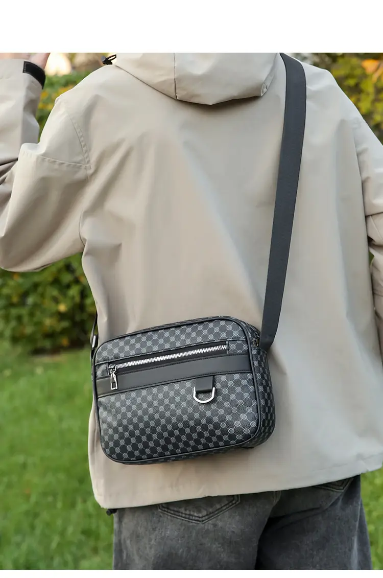 Men's Plaid Shoulder Bag Crossbody Luggage Bag — feature 18