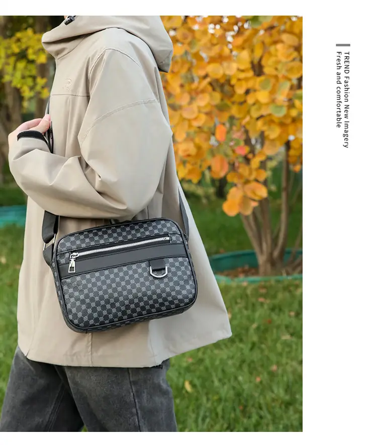 Men's Plaid Shoulder Bag Crossbody Luggage Bag — feature 19