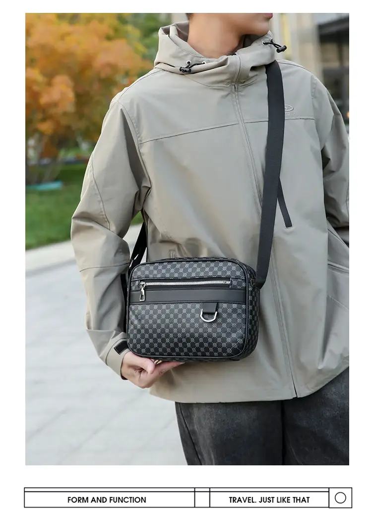 Men's Plaid Shoulder Bag Crossbody Luggage Bag — feature 20