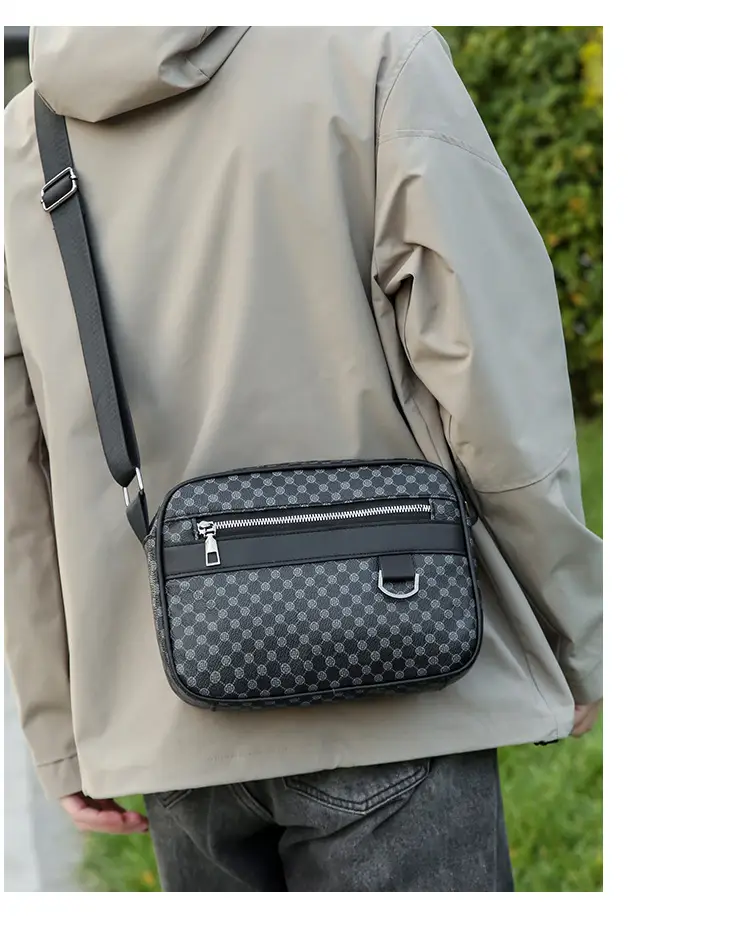 Men's Plaid Shoulder Bag Crossbody Luggage Bag — feature 21