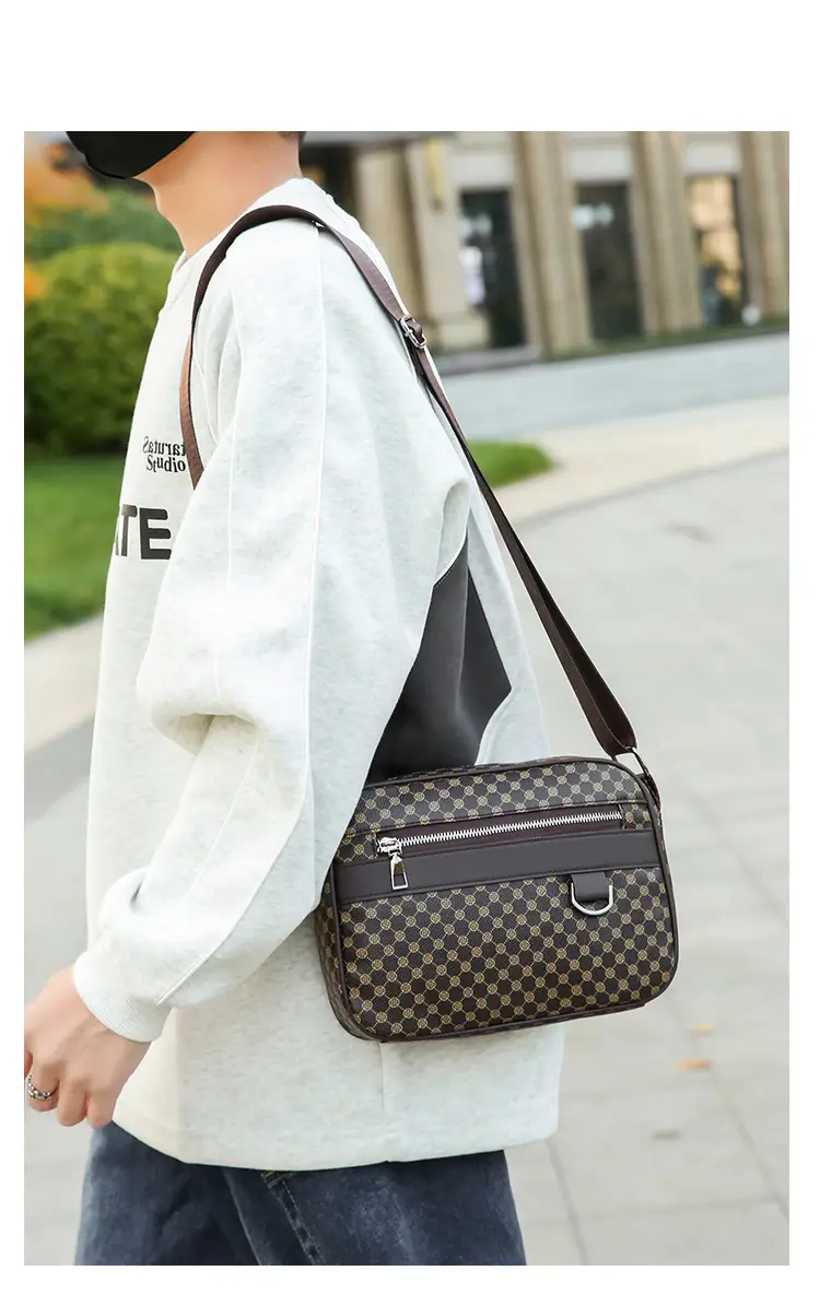 Men's Plaid Shoulder Bag Crossbody Luggage Bag — feature 23