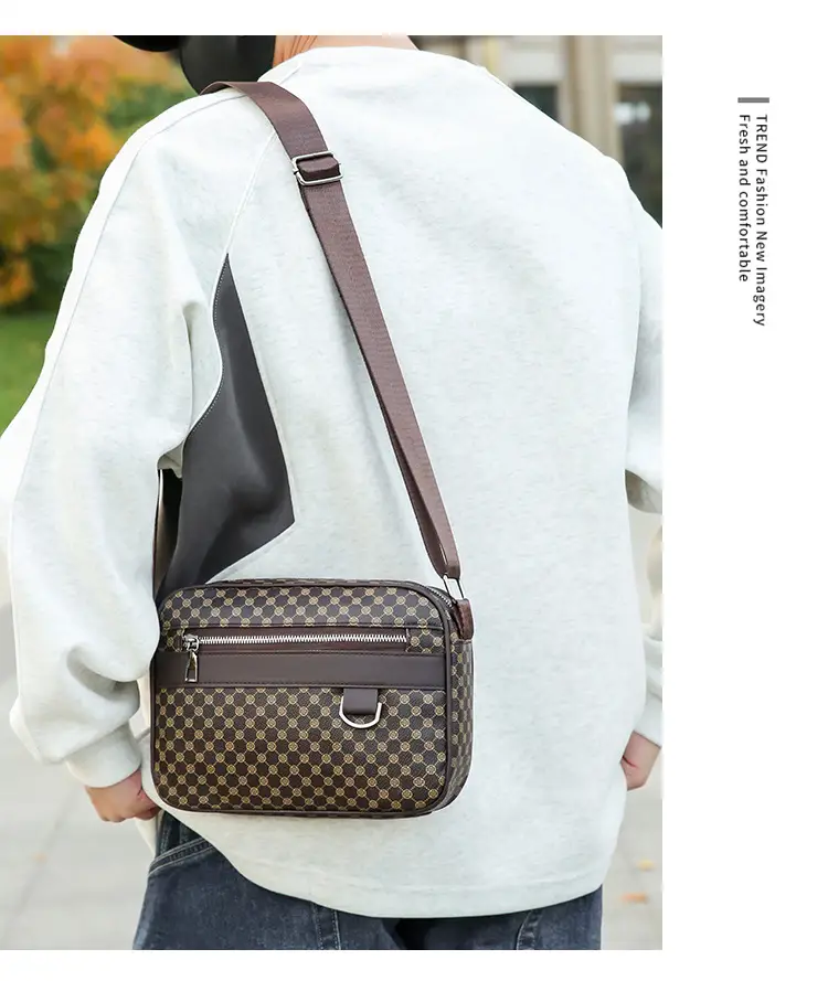 Men's Plaid Shoulder Bag Crossbody Luggage Bag — feature 24