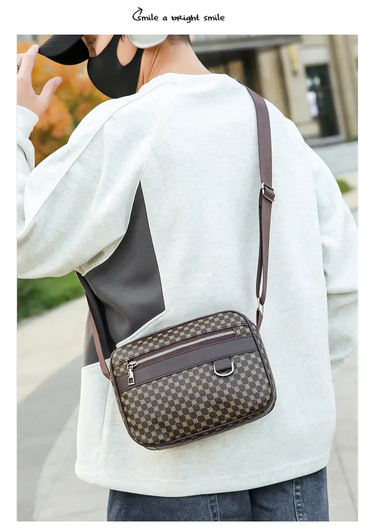 Men's Plaid Shoulder Bag Crossbody Luggage Bag — feature 26
