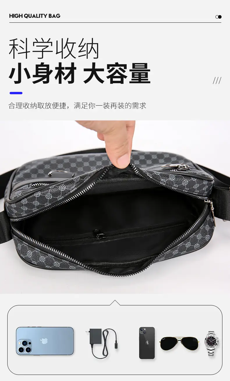 Men's Plaid Shoulder Bag Crossbody Luggage Bag — feature 6