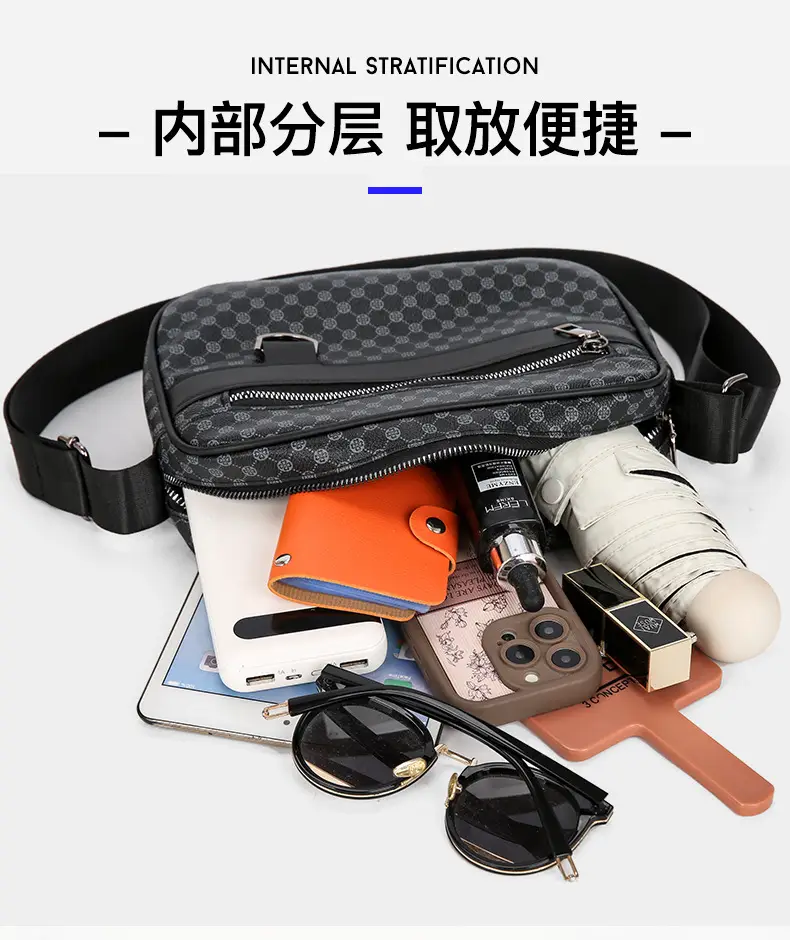 Men's Plaid Shoulder Bag Crossbody Luggage Bag — feature 7