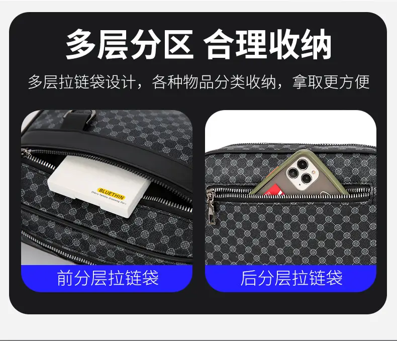 Men's Plaid Shoulder Bag Crossbody Luggage Bag — feature 8