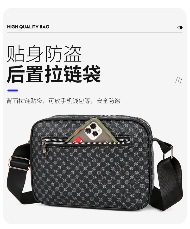 Men's Plaid Shoulder Bag Crossbody Luggage Bag — feature 9