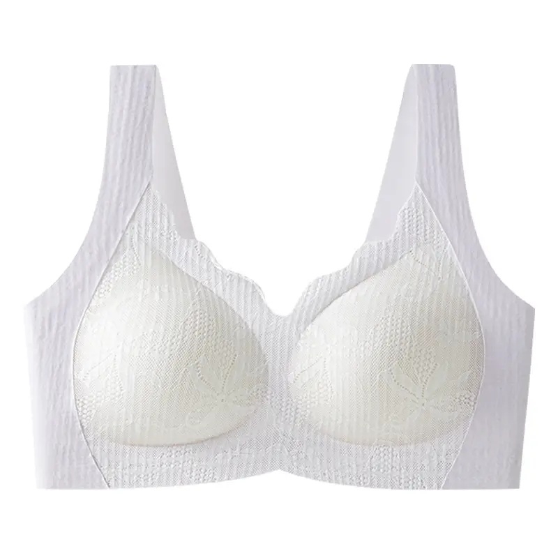 White Lace-Free Non-Rimmed Fixed Cup Bra for Women