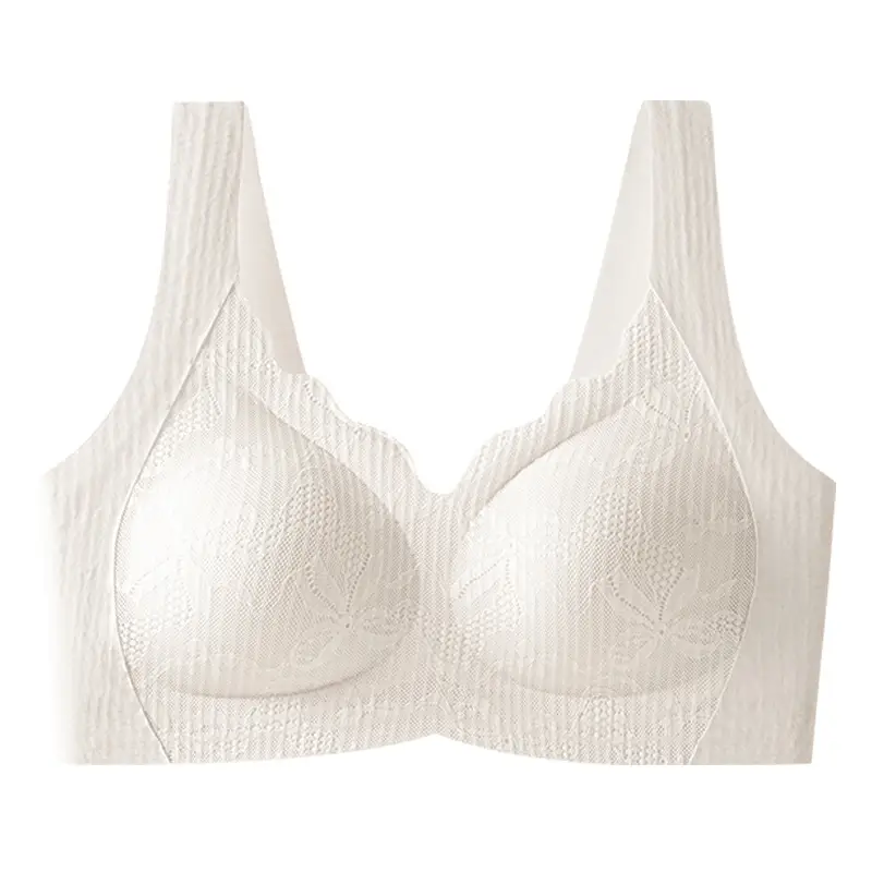 White Lace-Free Non-Rimmed Fixed Cup Bra for Women