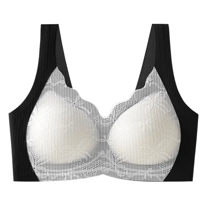 White Lace-Free Non-Rimmed Fixed Cup Bra for Women
