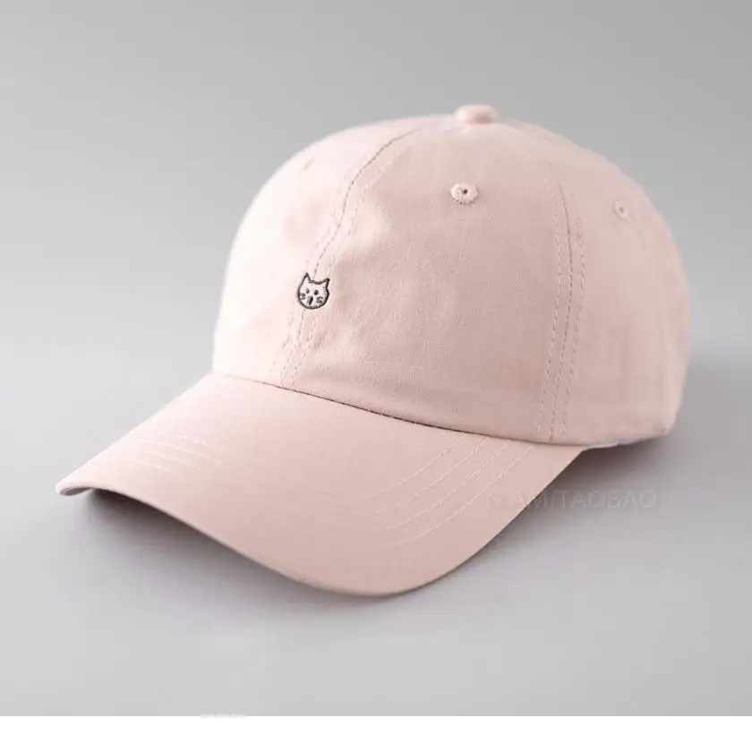 Cute Cat Embroidered Beige Baseball Cap for Women - Image 11