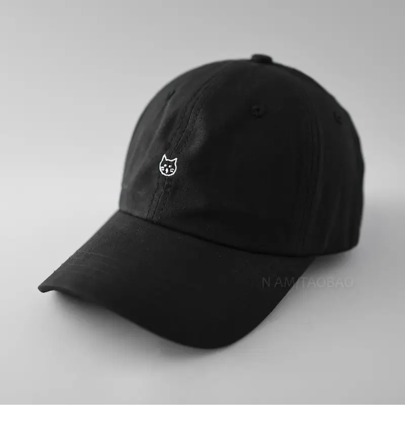 Cute Cat Embroidered Beige Baseball Cap for Women - Image 4