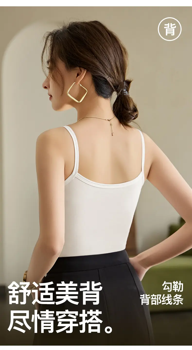 Cotton Seamless Camisole Women's Cotton Short Top Spring and Summer Sleeveless Inner Solid Color Outer Wear Base Shirt — feature 7