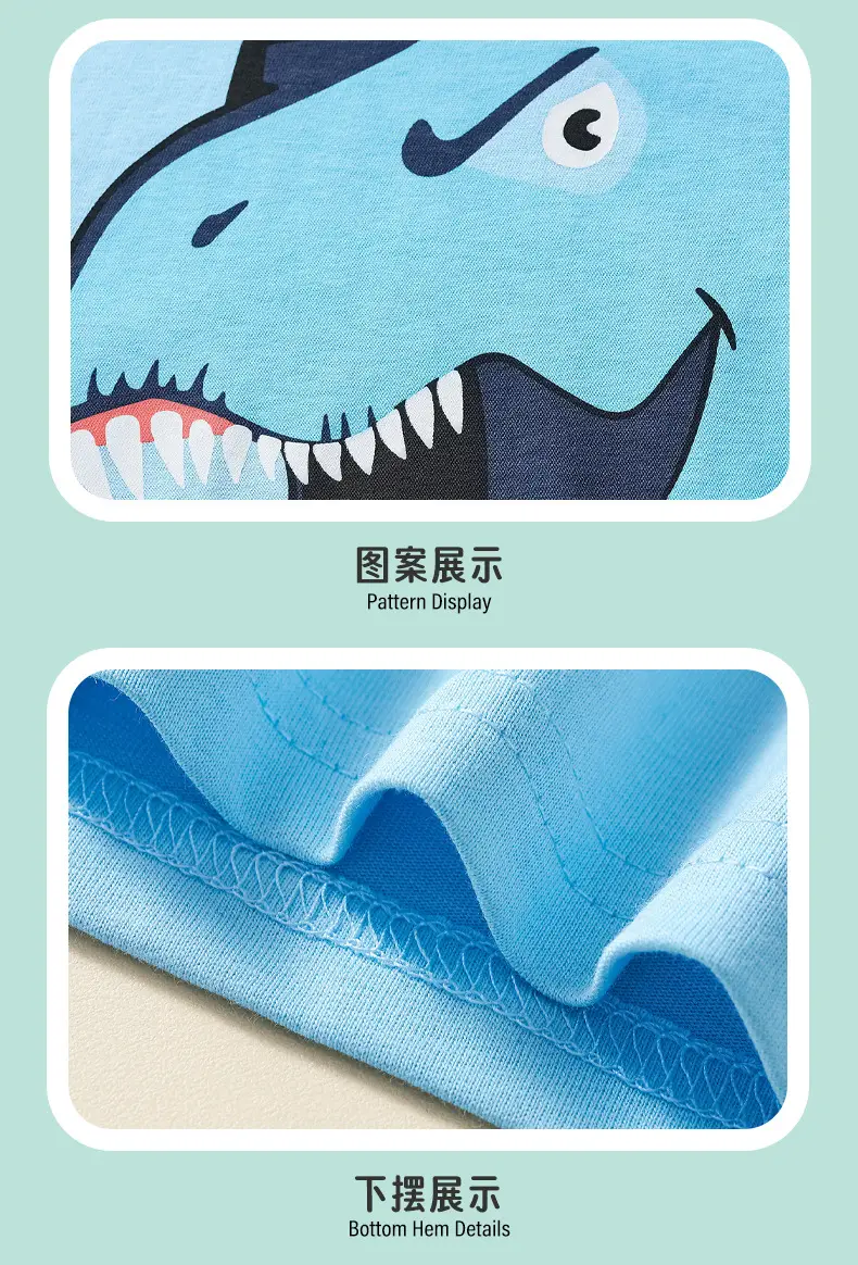 Light Blue Dinosaur Print Boys T-Shirt Pants Suit 2-Piece — feature 8