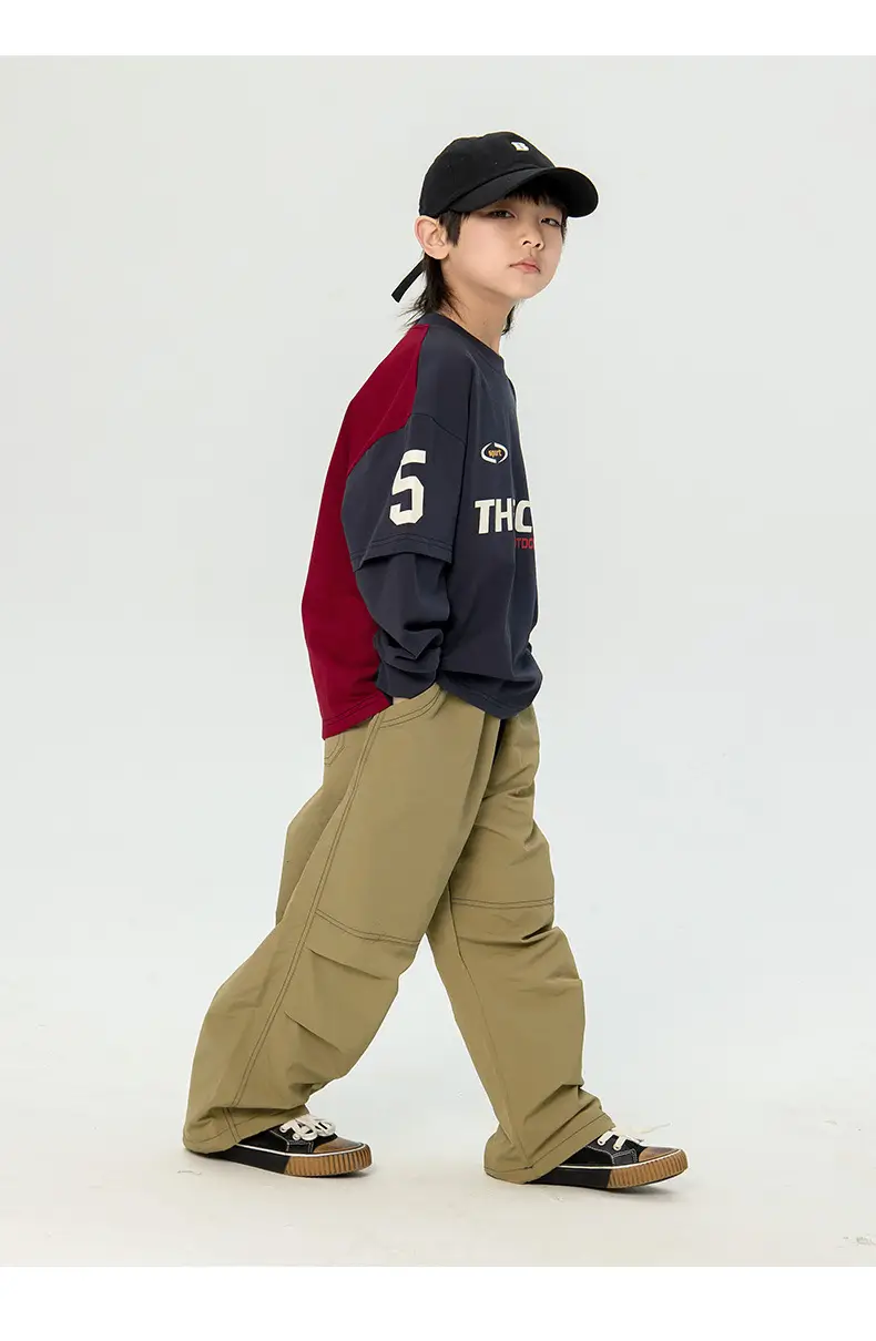 Kids Korean Style Long Sleeve T-Shirt Navy Black — feature 10