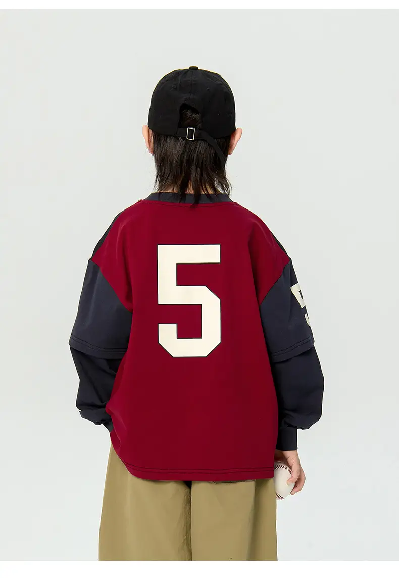 Kids Korean Style Long Sleeve T-Shirt Navy Black — feature 11