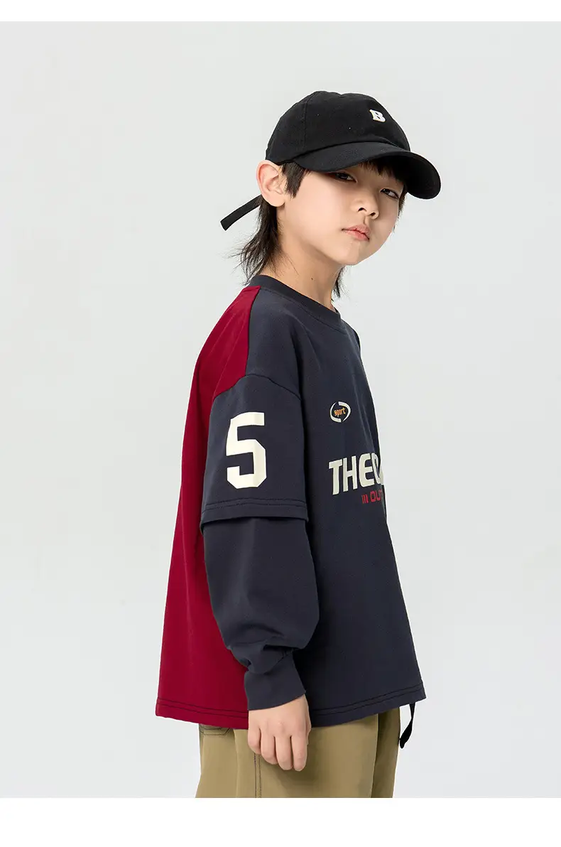 Kids Korean Style Long Sleeve T-Shirt Navy Black — feature 12